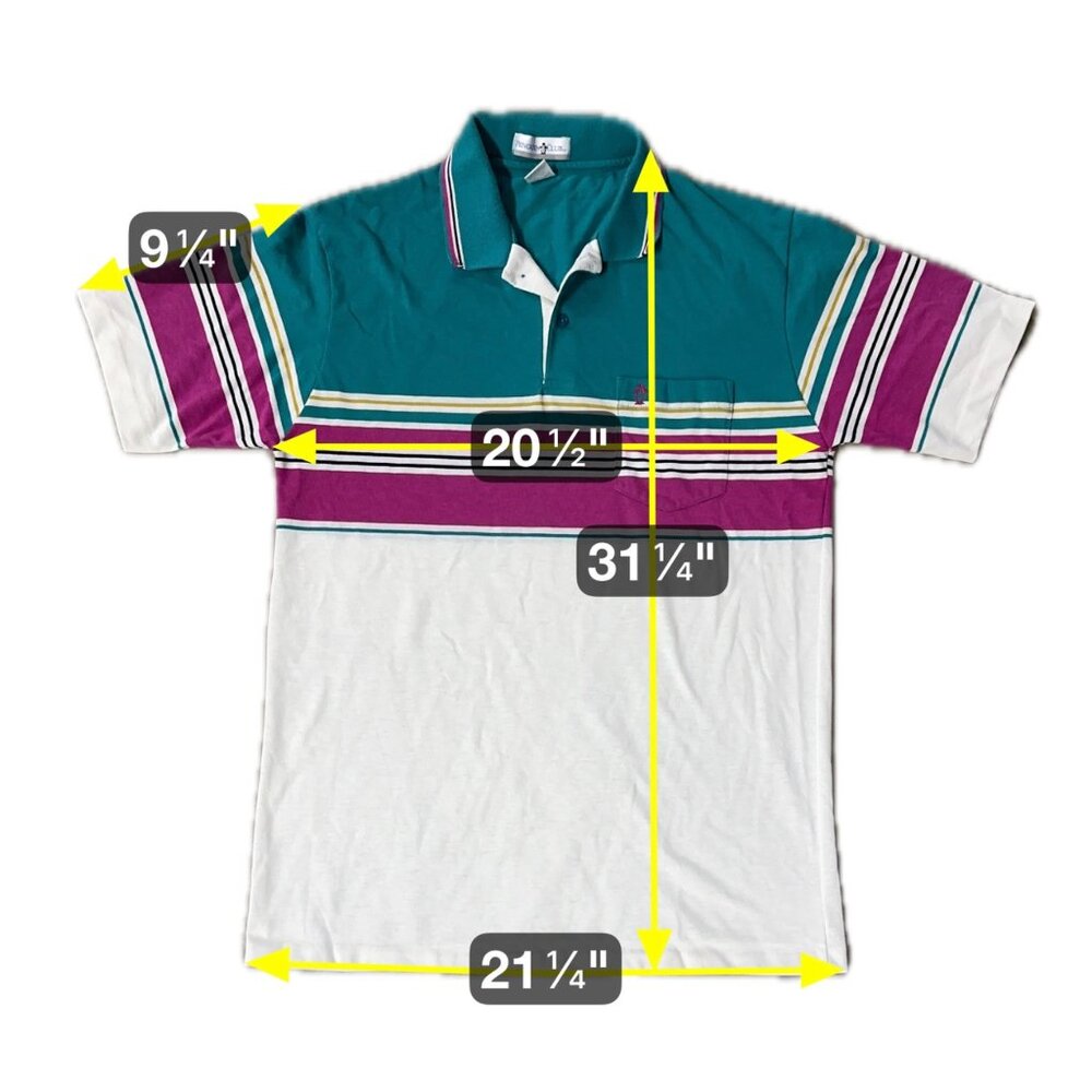 Vintage Color Block Striped Polo Shirt Large 1990s Penguin Club USA Retro - Picture 7 of 7